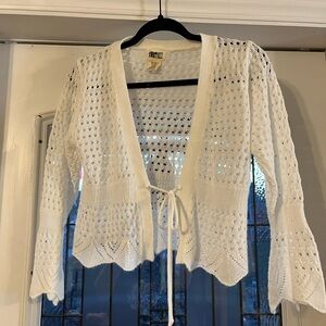 Chic White Open-Front Cardigan by Sweet Kizz